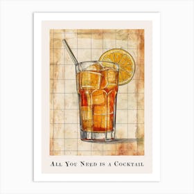 All You Need Is A Cocktail Tile Poster 10 Art Print