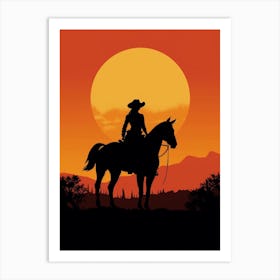 Silhouette Cowgirl 2 Art Print
