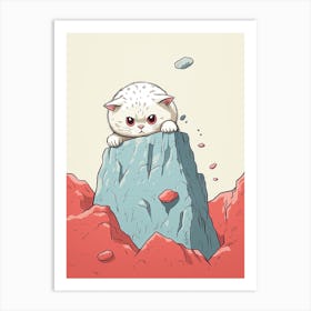 Kawaii Cat Drawings Rock Climbing 3 Art Print