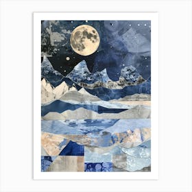 Moon And Mountains Art Print