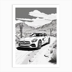 Mercedes Benz Amg Gt Desert Drawing 1 Art Print