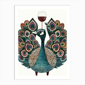 Peacock With Wine Glass 4 Art Print