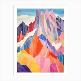 Mont Blanc France 4 Colourful Mountain Illustration Art Print