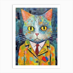 Furry Fashionista; Oil Brushed Cat Elegance Art Print