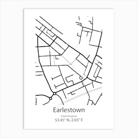 Earlestown,United Kingdom Minimalist Map Art Print