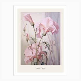 Floral Illustration Sweet Pea 2 Poster Art Print