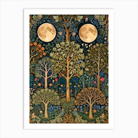 William Morris Print Moonlight In The Woods 2 Art Print