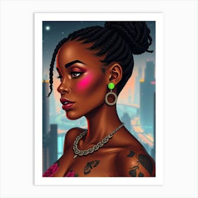 Black Woman With Tattoos Art Print