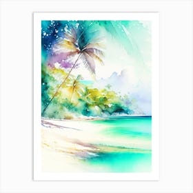 Muri Beach Cook Islands Watercolour Pastel Tropical Destination Art Print