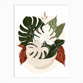 Tropical Leaves In A Bowl Art Print