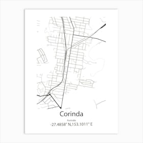 Corinda,Australia Minimalist Map Art Print