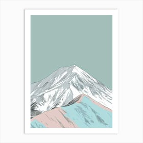 Mount Kenya Color Line Drawing (3) Art Print