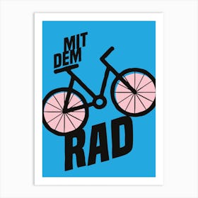 Blue Gcse German I Like To Ride My Bike Typographic Art Print