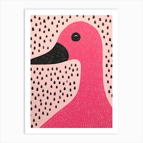 Pink Polka Dot Swan 3 Art Print