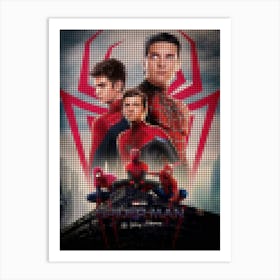 Spiderman Multiverse Spiderman No Way Home (Tom Holland) In A Pixel Dots Art Style Art Print