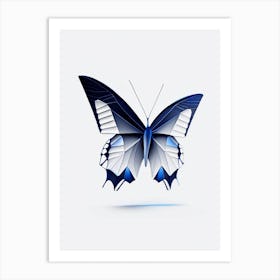 Common Blue Butterfly Black & White Geometric 1 Art Print