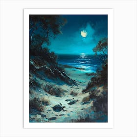 Sea Turtles In The Moonlight 2 Art Print