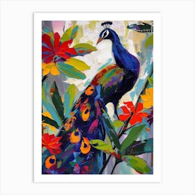 Peacock On The Branches Painting 2 Art Print