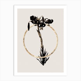 Gold Ring Vintage Lily Glitter Botanical Illustration Art Print