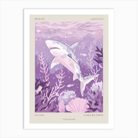 Purple Tiger Shark Illustration 2 Poster Art Print