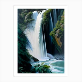 Kaihūrāngu Falls, New Zealand Peaceful Oil Art  Art Print