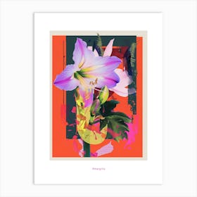 Amaryllis 2 Neon Flower Collage Poster Art Print