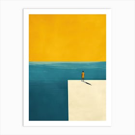 Man On A Pier, Minimalism 1 Art Print