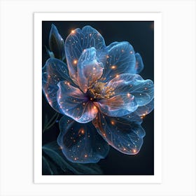 Blue Flower With Sparkles Art Print