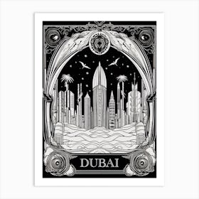 Dubai, United Arab Emirates, Tarot Card Travel  Line Art 3 Art Print