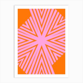 Abstract Pink and Orange Geometric Stripes Art Print