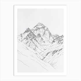 Nanga Parbat Pakistan Line Drawing 4 Art Print
