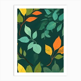 Autumn Leaves Seamless Pattern 6 Art Print