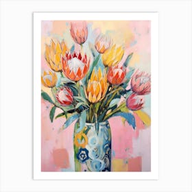 Flower Painting Fauvist Style Protea 1 Art Print