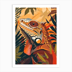 Brown Cuban Iguana Abstract Modern Illustration 6 Art Print