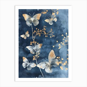 Gold Butterflies 1 Art Print