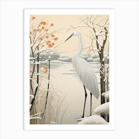 Winter Bird Painting Crane 3 Art Print
