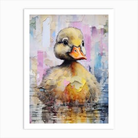 Mixed Media Duckling Watercolour Collage 4 Art Print