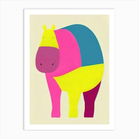 Bold Hippopotamus Retro Art Print