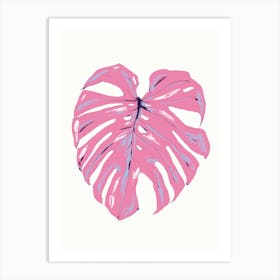Monstera Leaf Pink Art Print