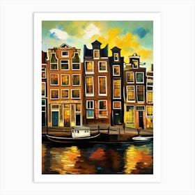 Wall painting print, Amsterdam, Netherlands, landscape art, Van Gogh style, fine art..227 Art Print