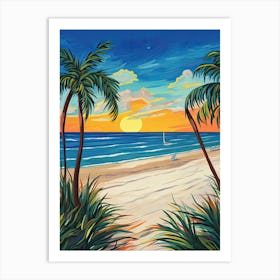 Siesta Key Beach, Florida, Matisse And Rousseau Style 4 Art Print