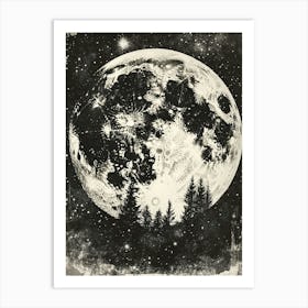 Moon In The Night Sky Art Art Print