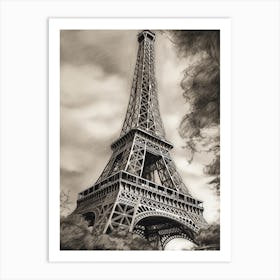 Eiffel Tower Paris Pencil Drawing Sketch 1 Art Print