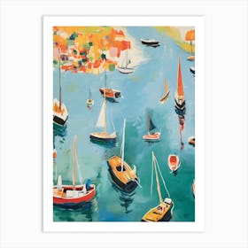 Sailboats In The Harbor Art Print