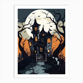 Spooky Haunted House Halloween Art Print