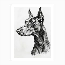 Dog Black Line Sketch 2 Art Print