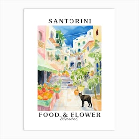 Food Market With Cats In Santorini 4 Poster Art Print