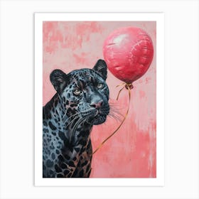 Cute Panther 2 With Balloon Art Print