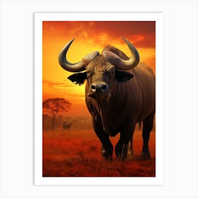 African Buffalo Sunset Portrait Realism 1 Art Print