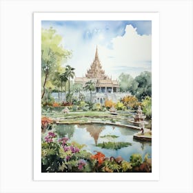 Suan Nong Nooch Garden Thailand Watercolour 6 Art Print